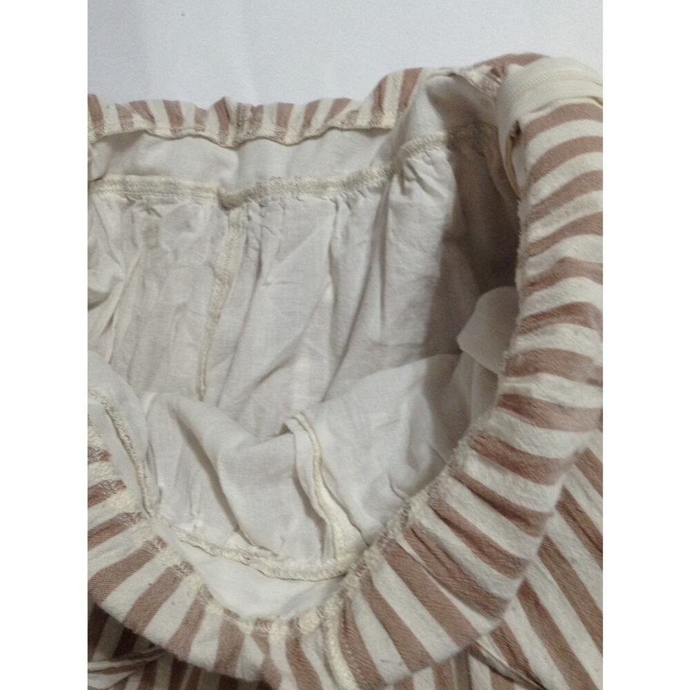 Hem & Thread Striped Wide Leg Jumpsuit Womens Boho Tan White Rayon Lined Small - Picture 8 of 11